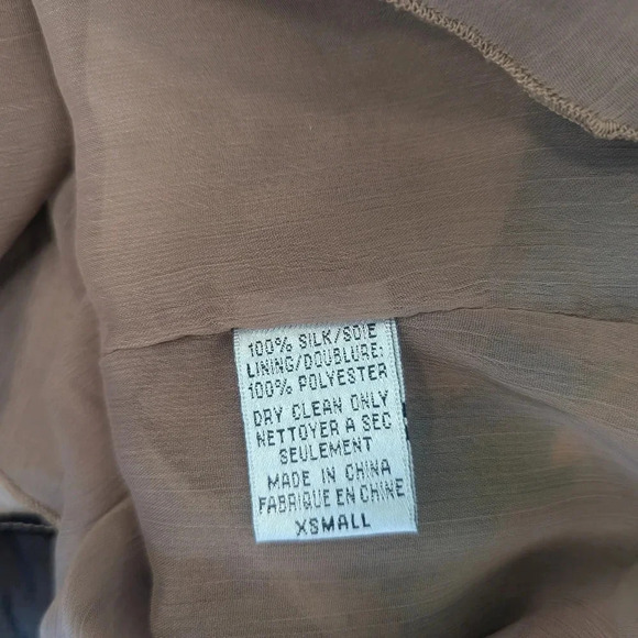 Blue Tassel Tan Silk Blouse, US XS - Picture 6 of 6